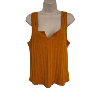 Anthropologie Pilcro Tank Top Womens Large Marigold Yellow Cotton Blend NEW